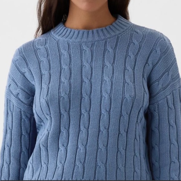 Classic Bainbridge Blue Diamond Cable Knit Pullover Crewneck Sweater Size L - Picture 7 of 7